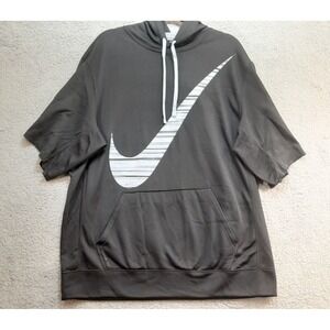 Nike Therma-Fit Hoodie Pullover XL Sleeves Cut Off  Black White Large swoosh